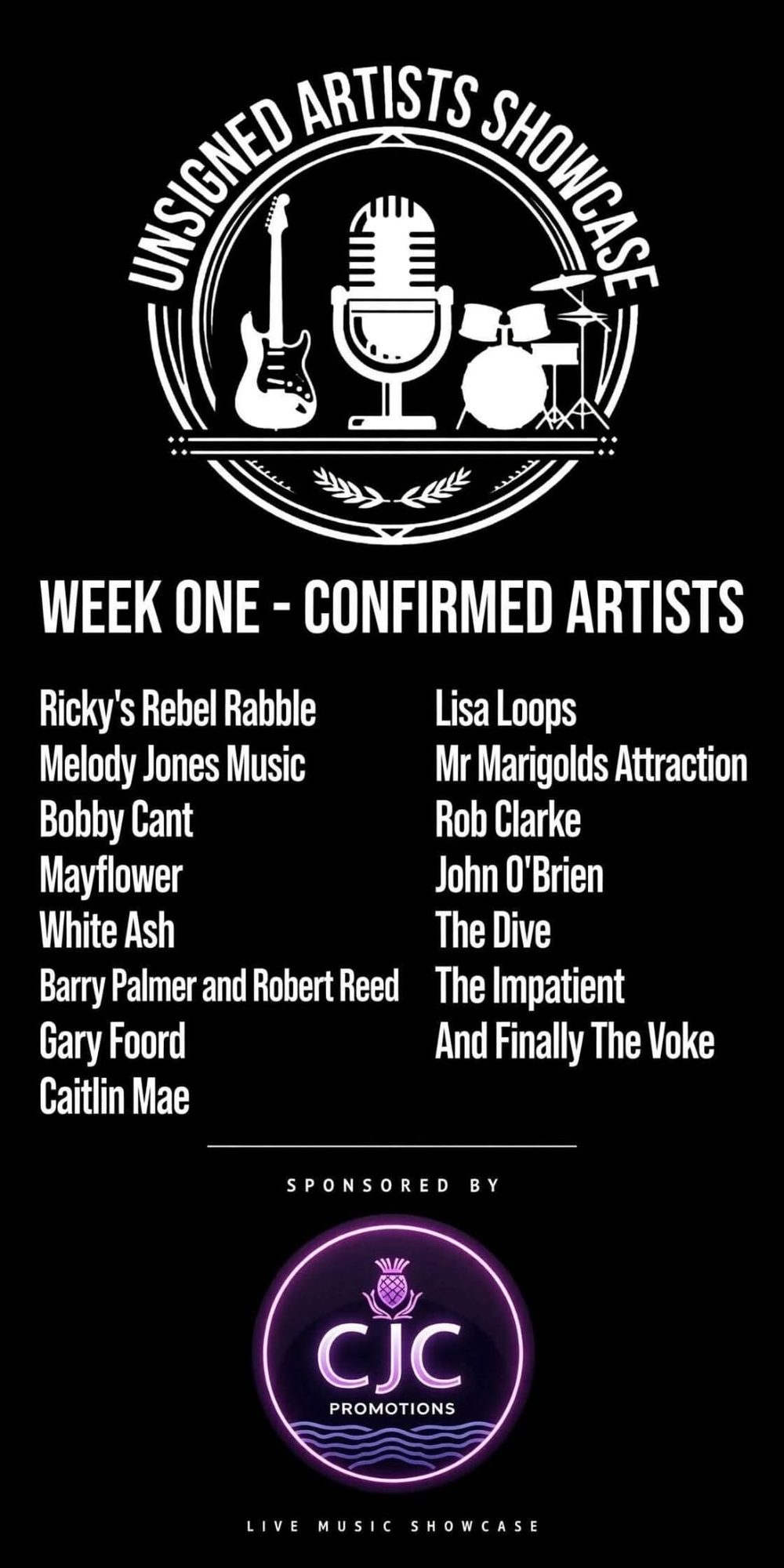 Artists for Week 1 on the Show
